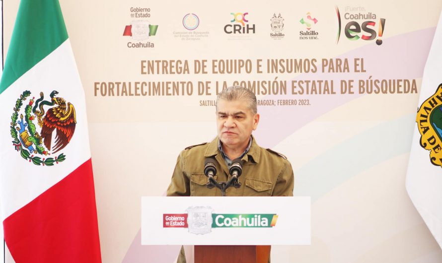 Entrega Miguel Riquelme equipo e insumos a la Comisión Estatal de Búsqueda.